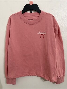 Abercrombie & Fitch Pink Crewneck with 'London' Script Girls Size 7/8 Youth